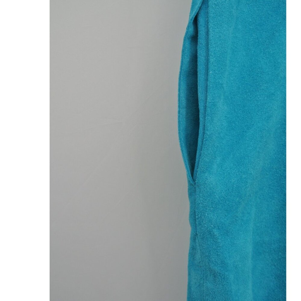 Free People NWT Short Sleeveless Suede Dress M Teal Shift - Picture 12 of 12